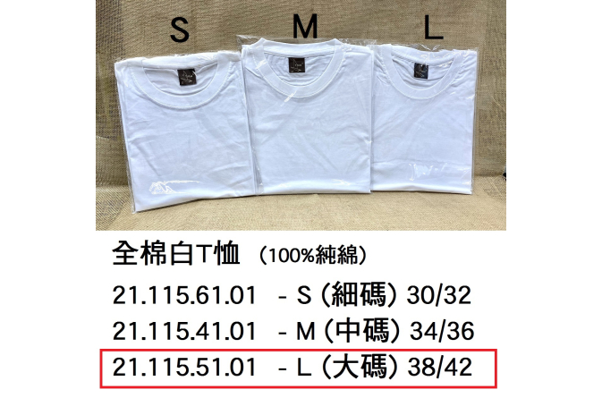 21.115.51.01 _全棉白T恤 L