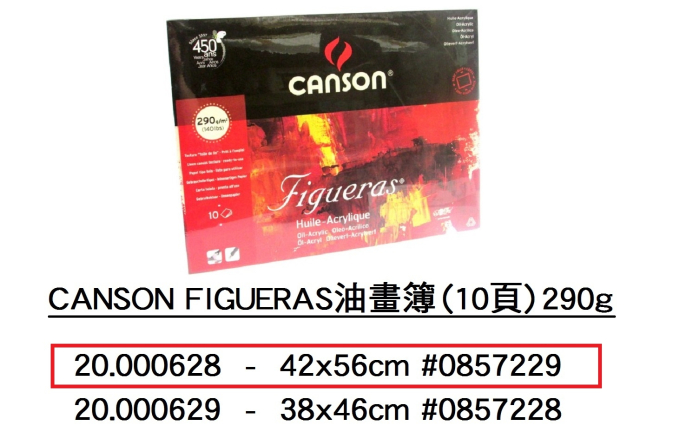 20.000628 _CANSON FIGUERAS油畫簿(10頁)290g 42x56cm#0857229