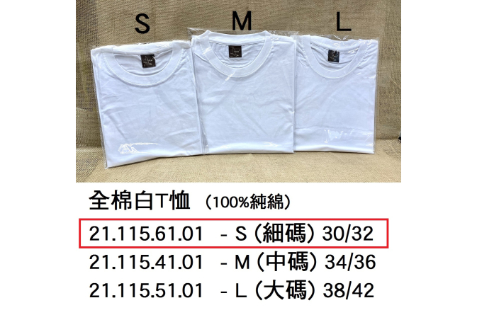 21.115.61.01 _全棉白T恤 S