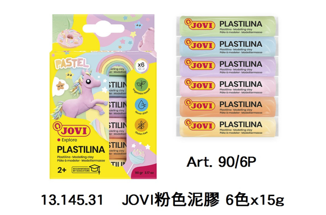 13.145.31 _JOVI粉色泥膠 6色x15g  Art. 90｜6P