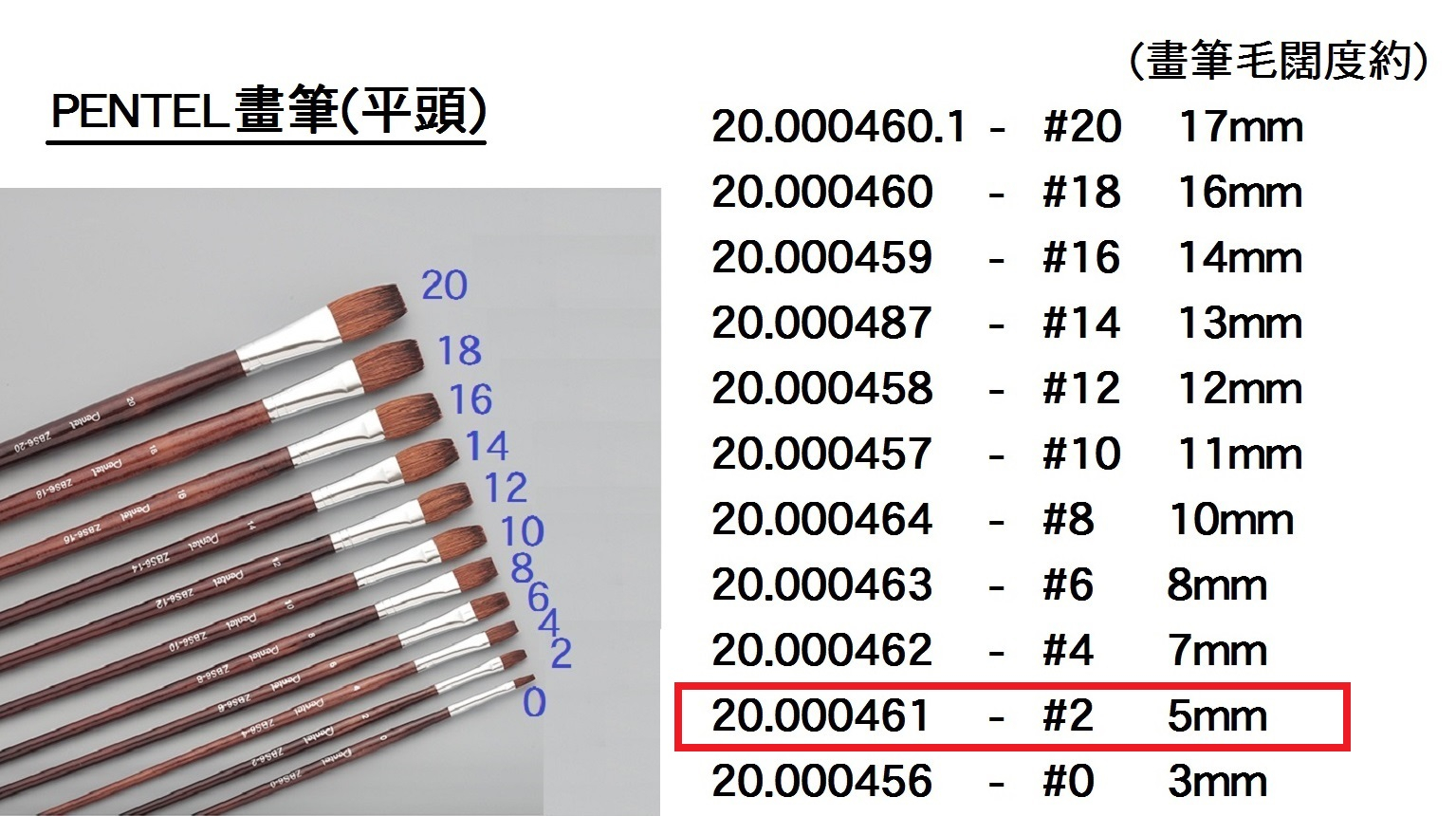 20.000461 _PENTEL畫筆(平頭) #2