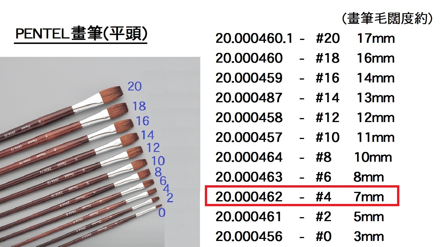 20.000462 _PENTEL畫筆(平頭) #4