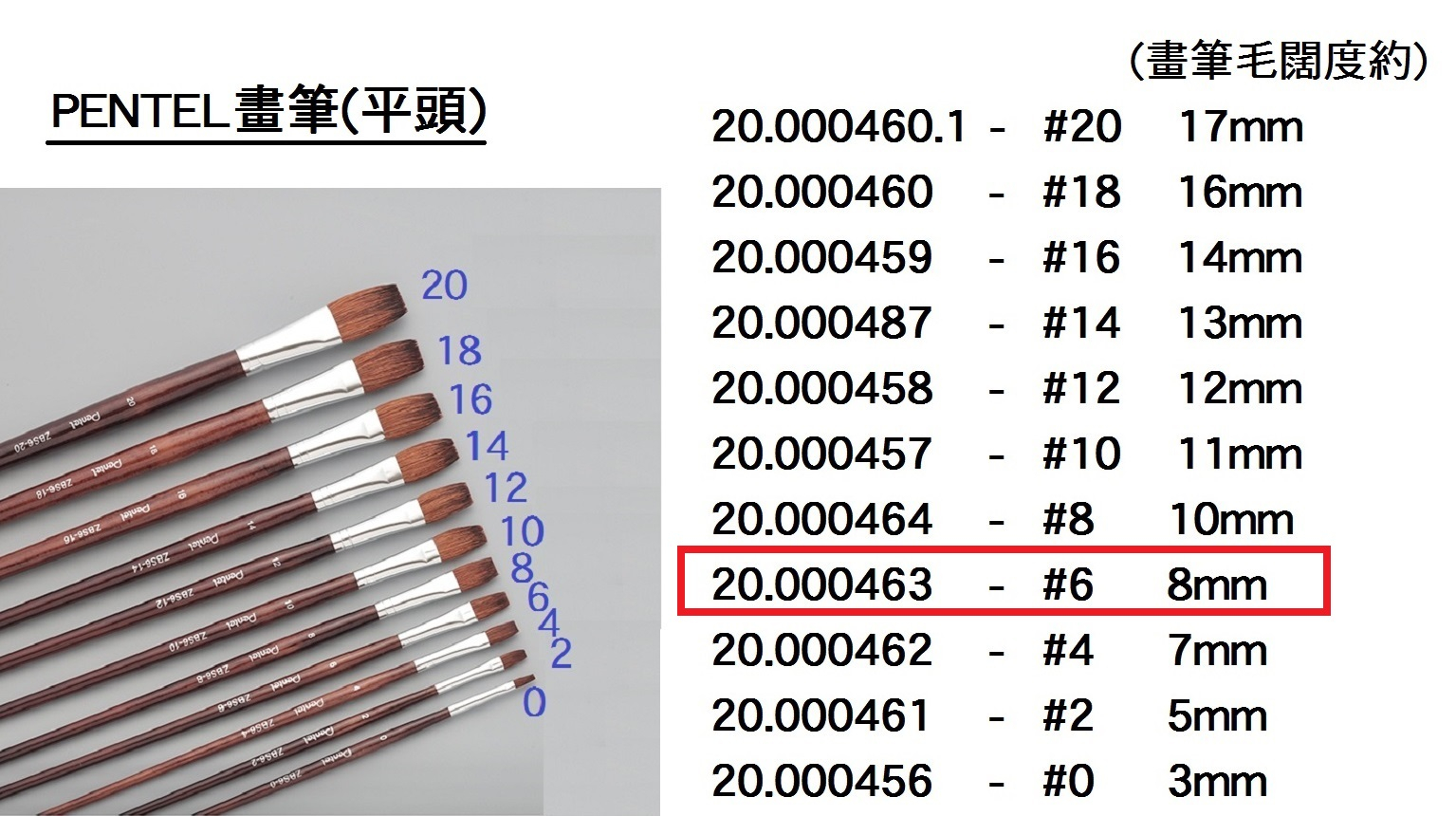20.000463 _PENTEL畫筆(平頭) #6