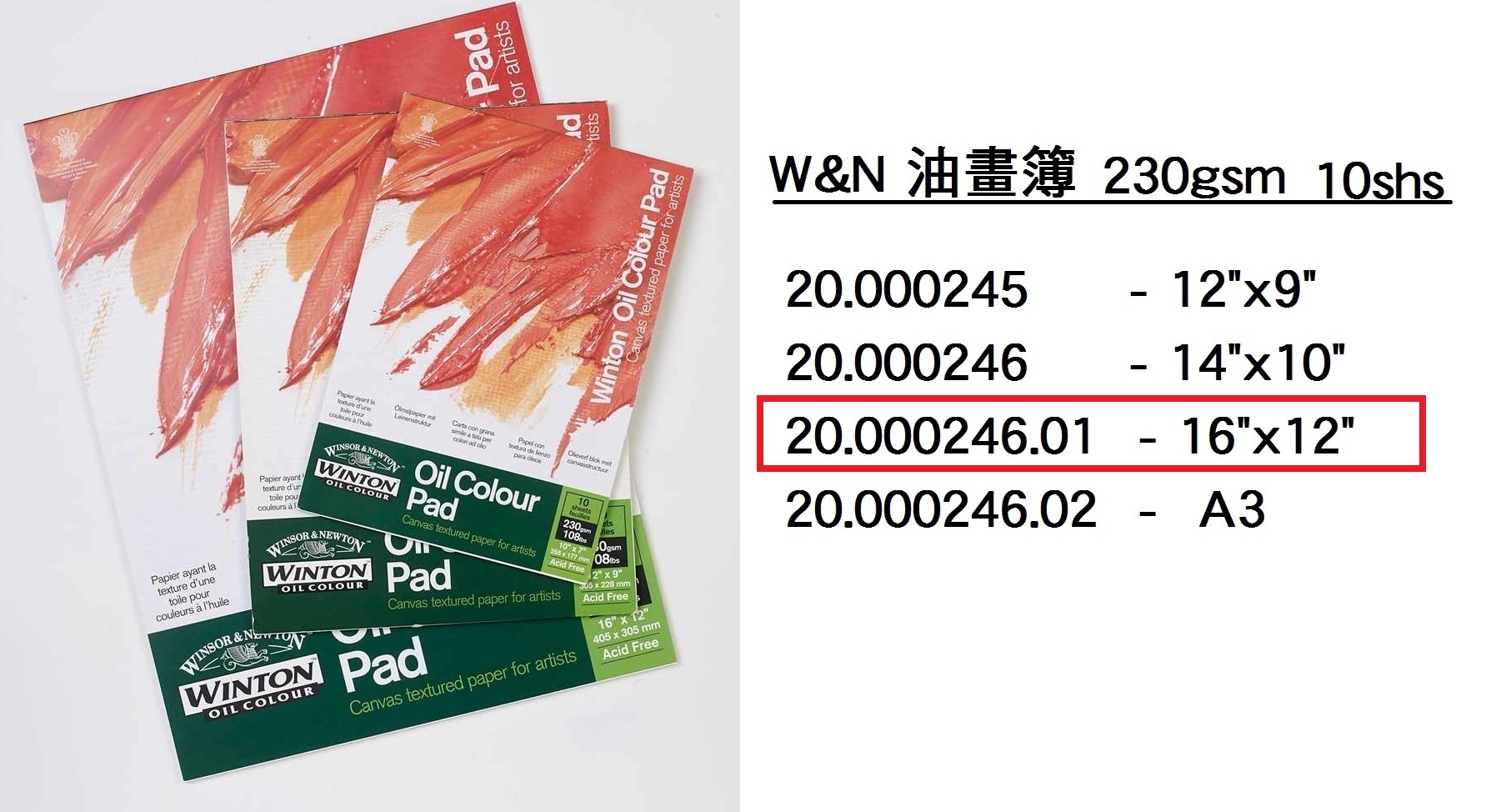 20.000246.01 _W&amp;N油畫簿16”x12” #6530574