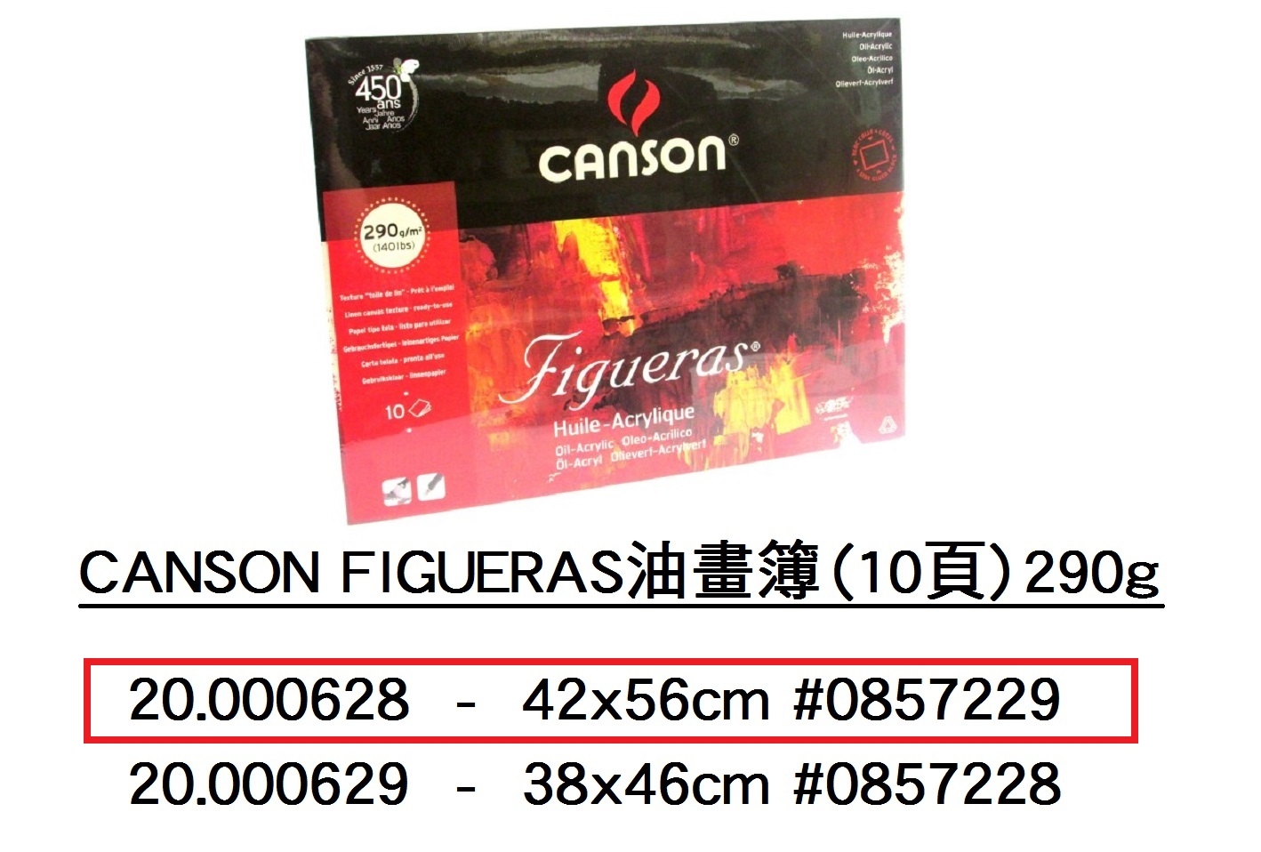 20.000628 _CANSON FIGUERAS油畫簿(10頁)290g 42x56cm#0857229