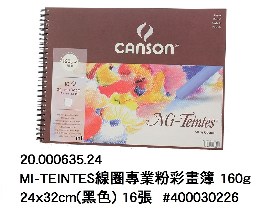 20.000635.24 _MI-TEINTES線圈專業粉彩畫簿 160g 24x32cm(白色) 16張 #400030148
